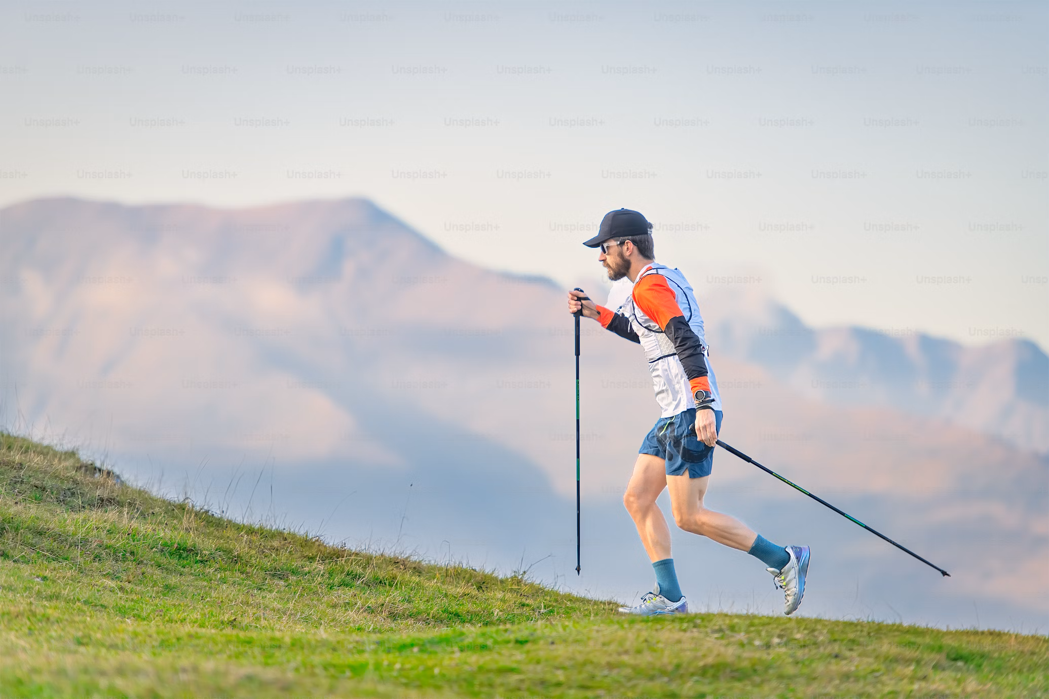Steep alpine trail runner